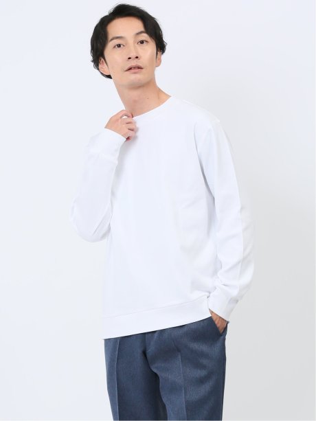 【DRESS T-SHIRT】綿ストレッチ クルーネック長袖Tシャツ