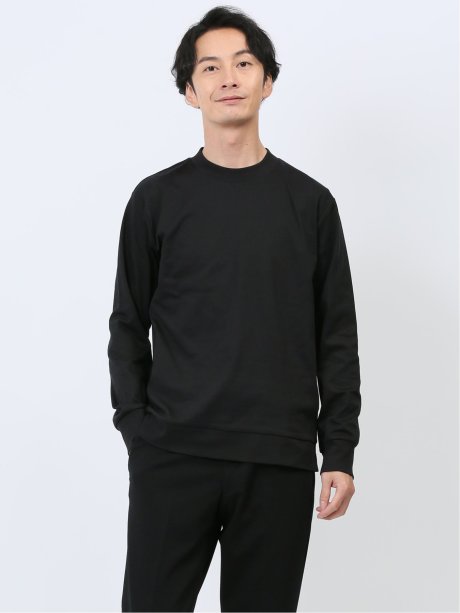 【DRESS T-SHIRT】綿ストレッチ クルーネック長袖Tシャツ