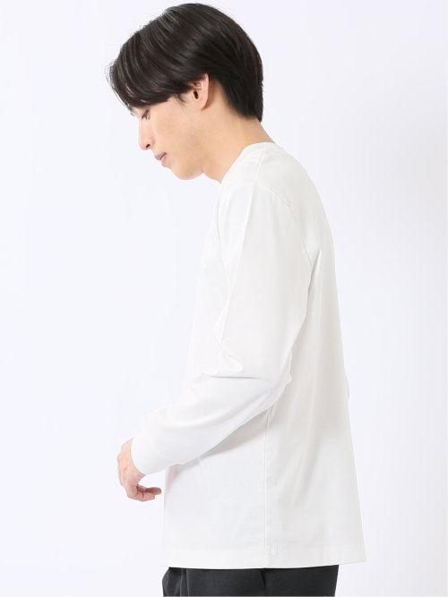Tシャツ メンズ 長袖 ストレッチ UV 綿 コットン 無地 シルケット スムス スロープネック ドレスT