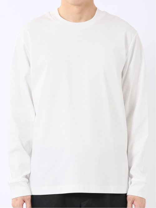 Tシャツ メンズ 長袖 ストレッチ UV 綿 コットン 無地 シルケット スムス スロープネック ドレスT