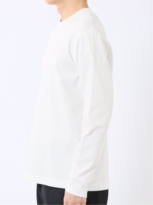 Tシャツ メンズ 長袖 ストレッチ UV 綿 コットン 無地 シルケット スムス スロープネック ドレスT
