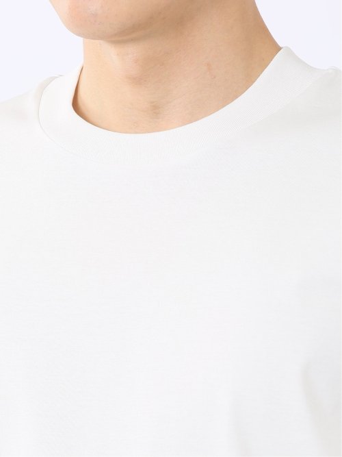 Tシャツ メンズ 長袖 ストレッチ UV 綿 コットン 無地 シルケット スムス スロープネック ドレスT