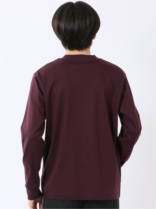 Tシャツ メンズ 長袖 ストレッチ UV 綿 コットン 無地 シルケット スムス スロープネック ドレスT