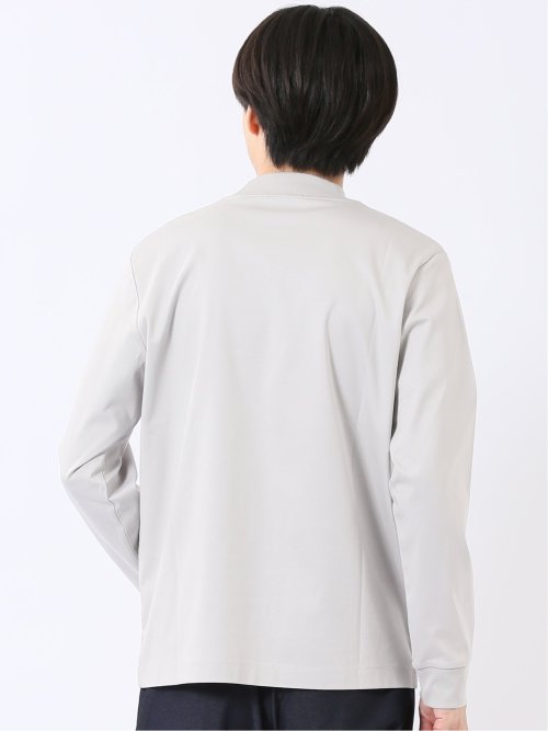 Tシャツ メンズ 長袖 ストレッチ UV 綿 コットン 無地 シルケット スムス モックネック ドレスT