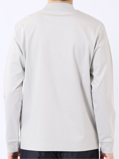 Tシャツ メンズ 長袖 ストレッチ UV 綿 コットン 無地 シルケット スムス モックネック ドレスT
