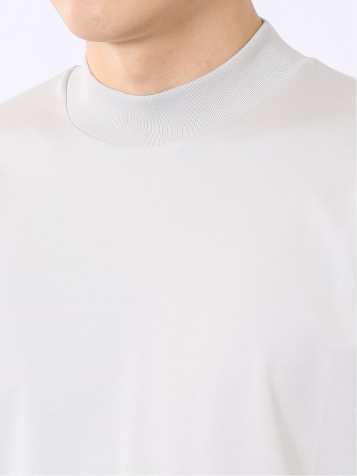 Tシャツ メンズ 長袖 ストレッチ UV 綿 コットン 無地 シルケット スムス モックネック ドレスT