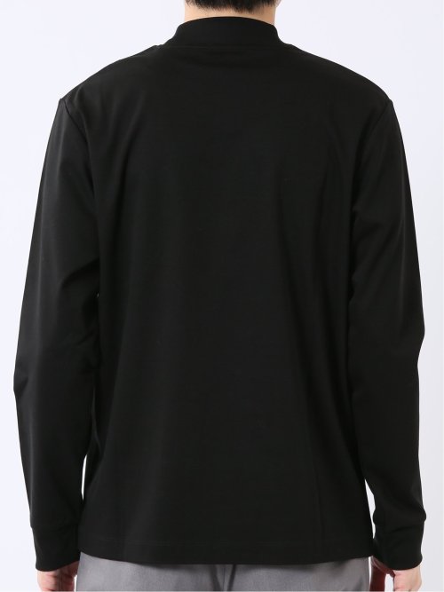 Tシャツ メンズ 長袖 ストレッチ UV 綿 コットン 無地 シルケット スムス モックネック ドレスT