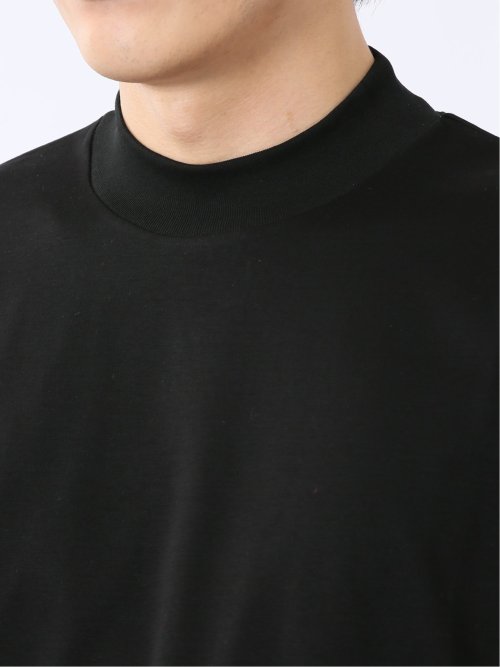 Tシャツ メンズ 長袖 ストレッチ UV 綿 コットン 無地 シルケット スムス モックネック ドレスT