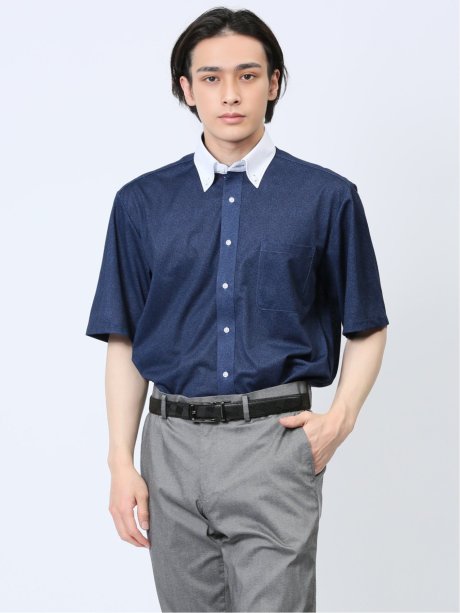 Biz トリコット ボタンダウン半袖 ビズシャツ