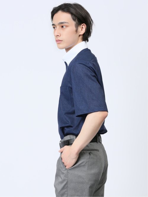 Biz トリコット ボタンダウン半袖 ビズシャツ