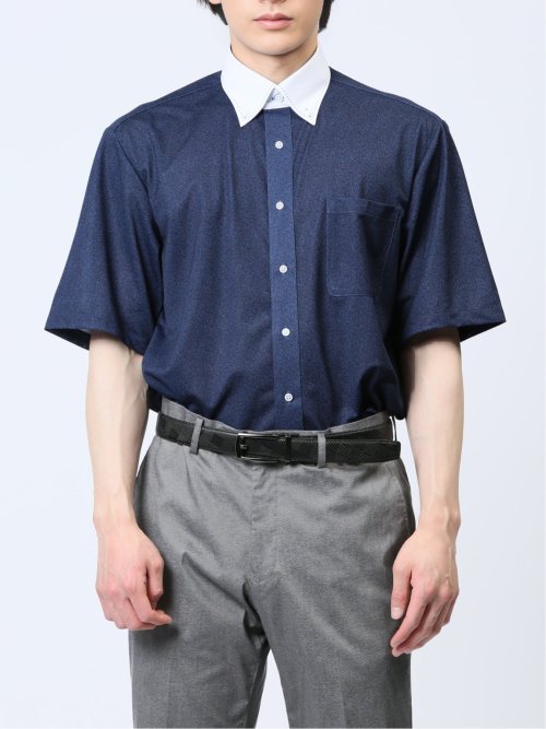 Biz トリコット ボタンダウン半袖 ビズシャツ