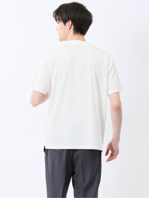 【DRESS T-SHIRT】レーヨン混ストレッチ スロープネック半袖Tシャツ