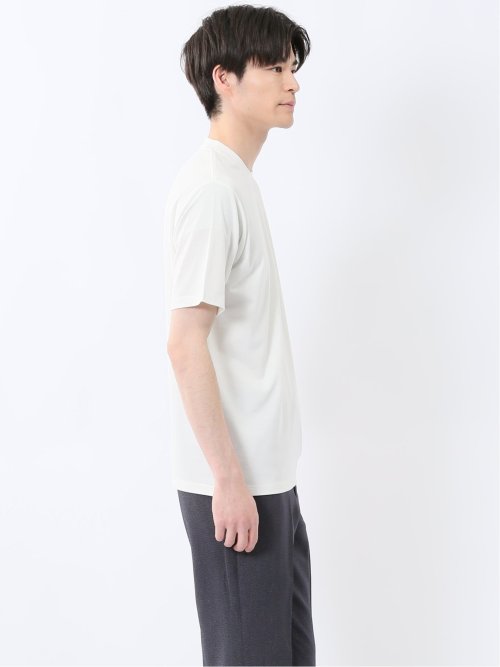 【DRESS T-SHIRT】レーヨン混ストレッチ スロープネック半袖Tシャツ