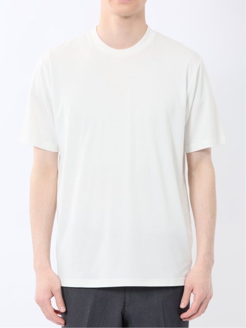 【DRESS T-SHIRT】レーヨン混ストレッチ スロープネック半袖Tシャツ