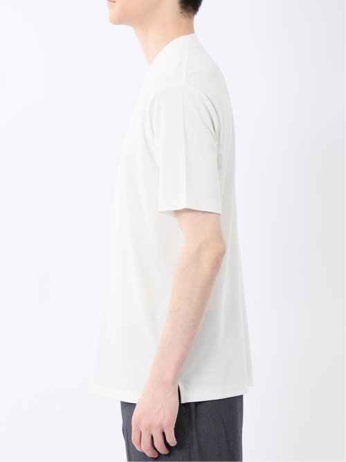 【DRESS T-SHIRT】レーヨン混ストレッチ スロープネック半袖Tシャツ