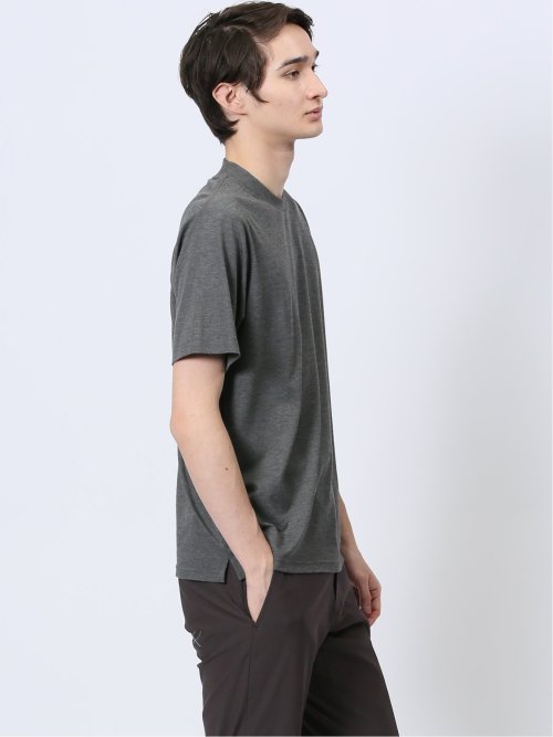 【DRESS T-SHIRT】レーヨン混ストレッチ スロープネック半袖Tシャツ