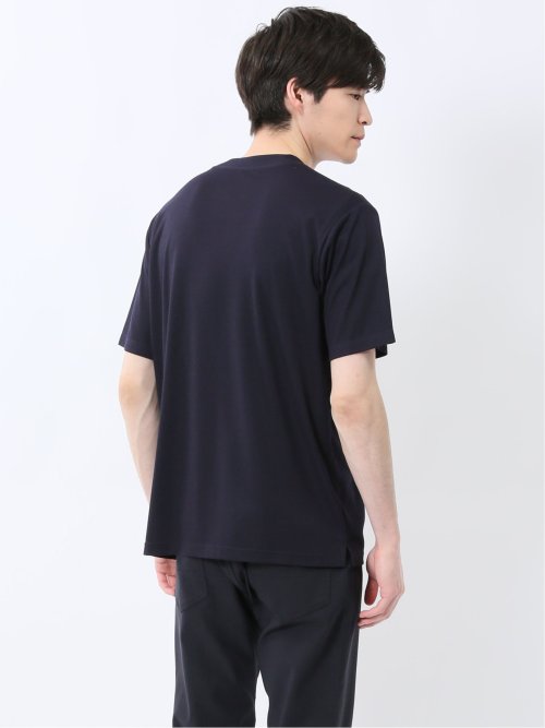 【DRESS T-SHIRT】レーヨン混ストレッチ スロープネック半袖Tシャツ