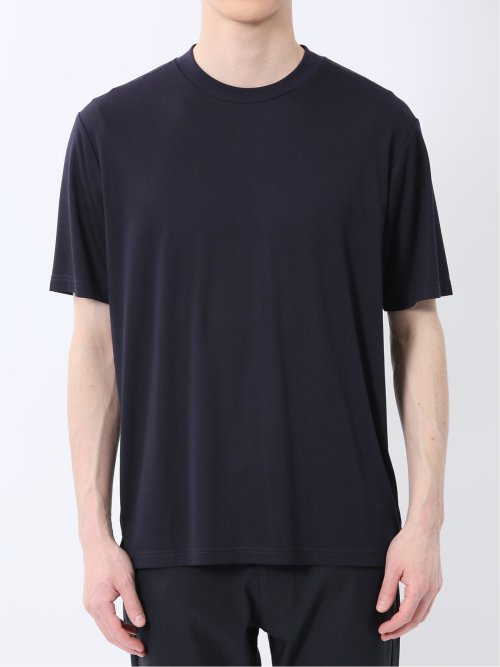 【DRESS T-SHIRT】レーヨン混ストレッチ スロープネック半袖Tシャツ