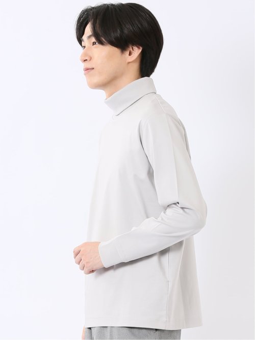 Tシャツ メンズ 長袖 ストレッチ 抗菌防臭 UV 綿 コットン 無地 シルケット スムス タートルネック ドレスT