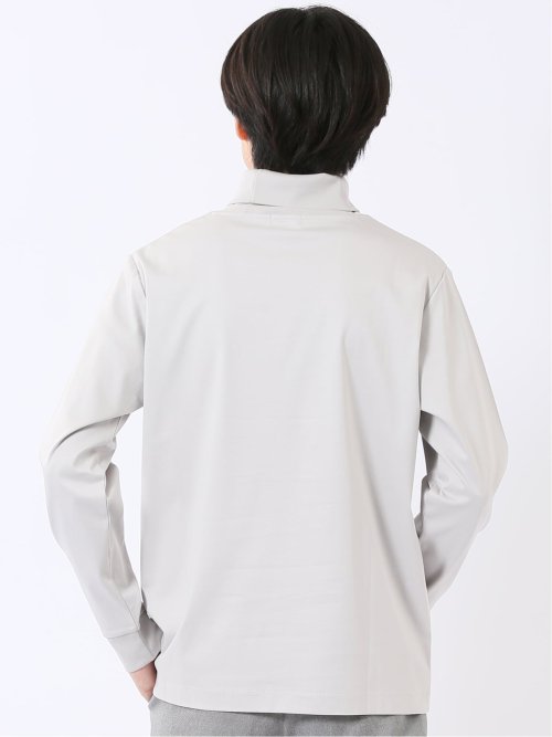 Tシャツ メンズ 長袖 ストレッチ 抗菌防臭 UV 綿 コットン 無地 シルケット スムス タートルネック ドレスT