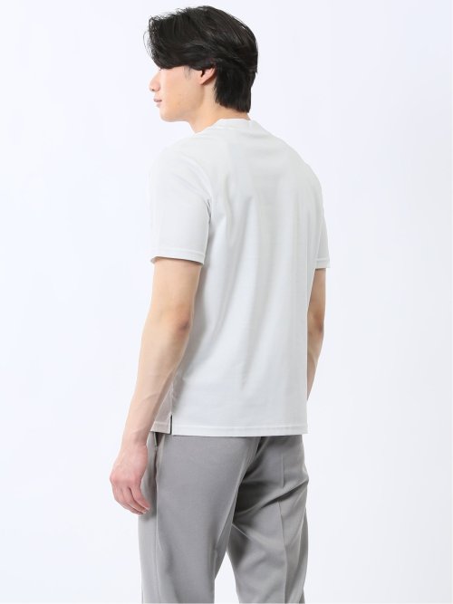 【DRESS T-SHIRT】綿ストレッチ スロープネック半袖Tシャツ