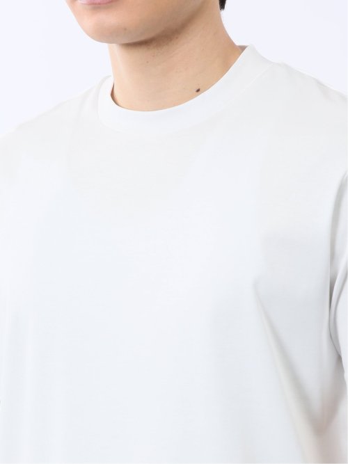 【DRESS T-SHIRT】綿ストレッチ スロープネック半袖Tシャツ