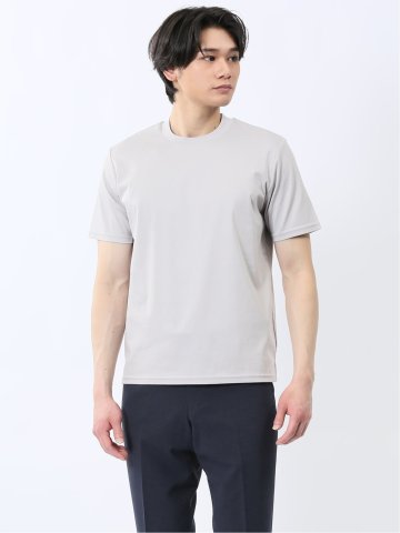 【DRESS T-SHIRT】綿ストレッチ スロープネック半袖Tシャツ