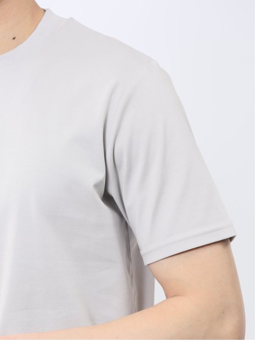 【DRESS T-SHIRT】綿ストレッチ スロープネック半袖Tシャツ