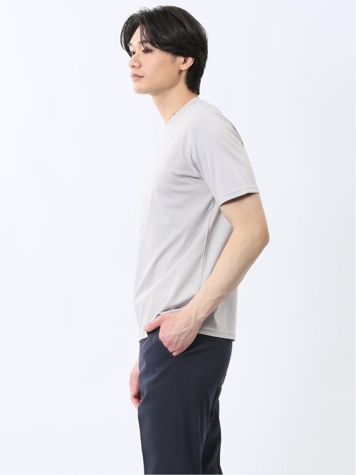 【DRESS T-SHIRT】綿ストレッチ スロープネック半袖Tシャツ