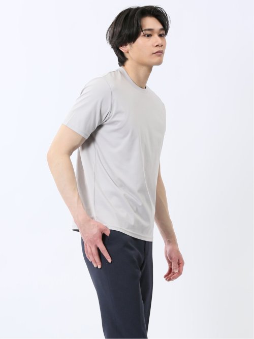 【DRESS T-SHIRT】綿ストレッチ スロープネック半袖Tシャツ