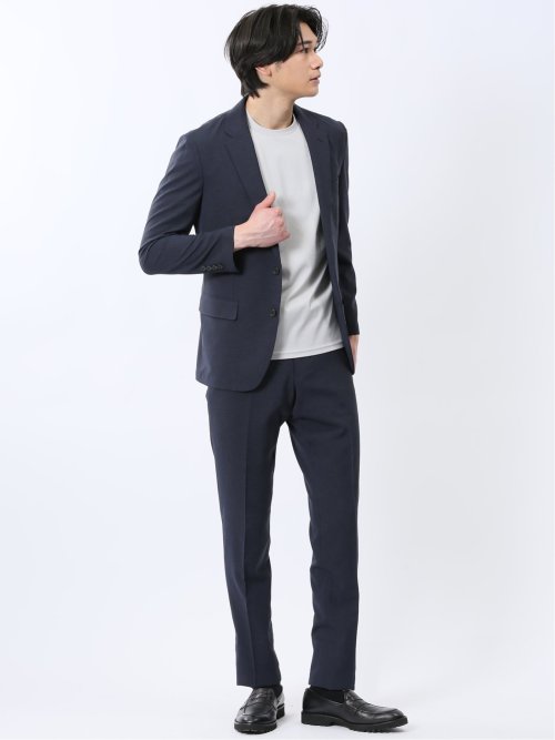 【DRESS T-SHIRT】綿ストレッチ スロープネック半袖Tシャツ