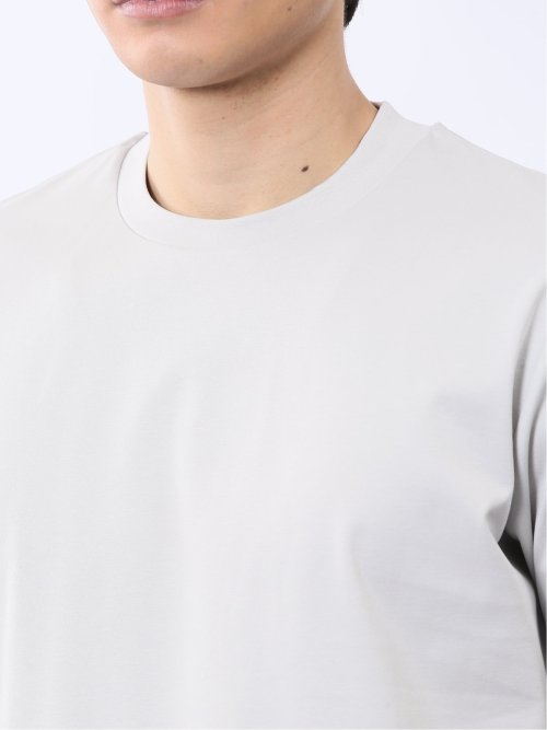 【DRESS T-SHIRT】綿ストレッチ スロープネック半袖Tシャツ