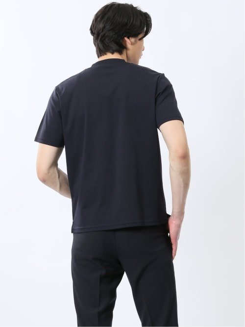 【DRESS T-SHIRT】綿ストレッチ スロープネック半袖Tシャツ