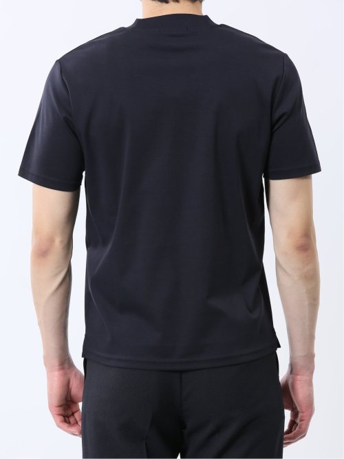 【DRESS T-SHIRT】綿ストレッチ スロープネック半袖Tシャツ