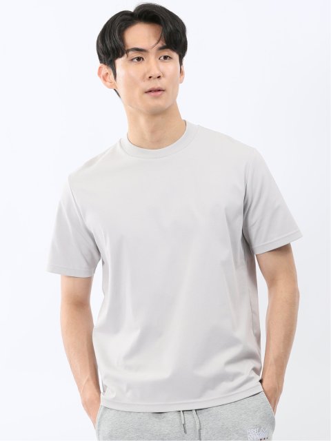 ストレッチ 接触冷感 抗菌防臭 UV 綿100% コットン シルケットスムス 無地 スロープネック 半袖 Ｔシャツ ドレスT メンズ