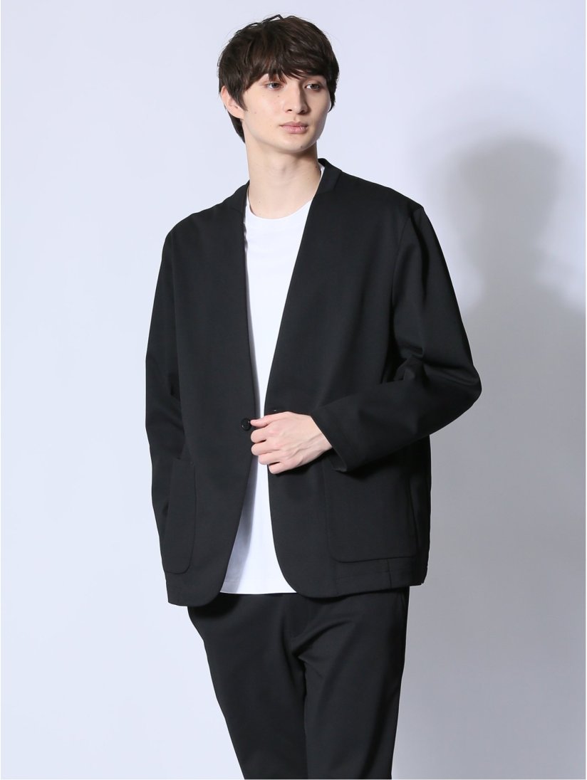 ノーカラージャケット グレー M (circle motion JERSEY)｜メンズ 