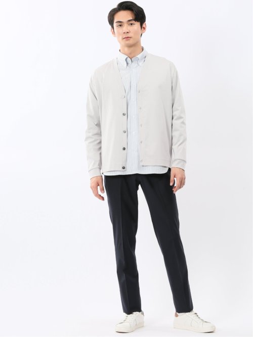 接触冷感ストレッチ シルケットスムス Vネックカーディガン