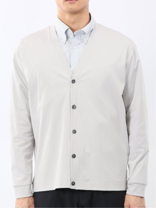 接触冷感ストレッチ シルケットスムス Vネックカーディガン