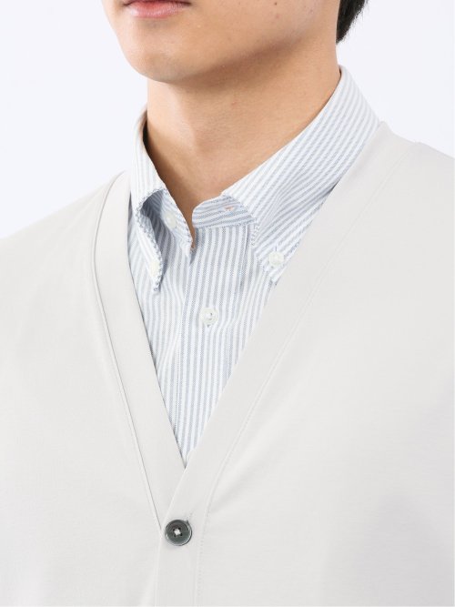 接触冷感ストレッチ シルケットスムス Vネックカーディガン