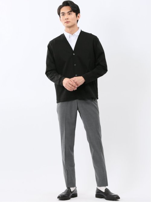 接触冷感ストレッチ シルケットスムス Vネックカーディガン