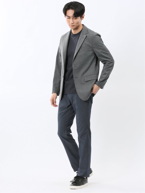 【DRESS T-SHIRT】綿ストレッチ ボーダー クルーネック半袖Tシャツ