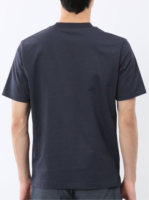 【DRESS T-SHIRT】綿ストレッチ ボーダー クルーネック半袖Tシャツ