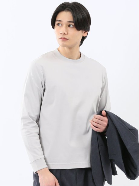 【DRESS T-SHIRT】シルケットスムス スロープネック 長袖Tシャツ