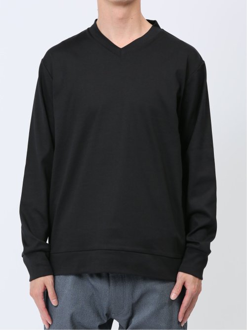 【DRESS T-SHIRT】綿ストレッチ Vネック長袖Tシャツ