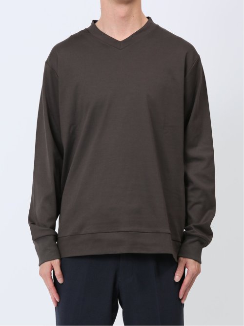 【DRESS T-SHIRT】綿ストレッチ Vネック長袖Tシャツ
