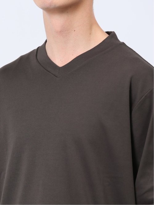 【DRESS T-SHIRT】綿ストレッチ Vネック長袖Tシャツ