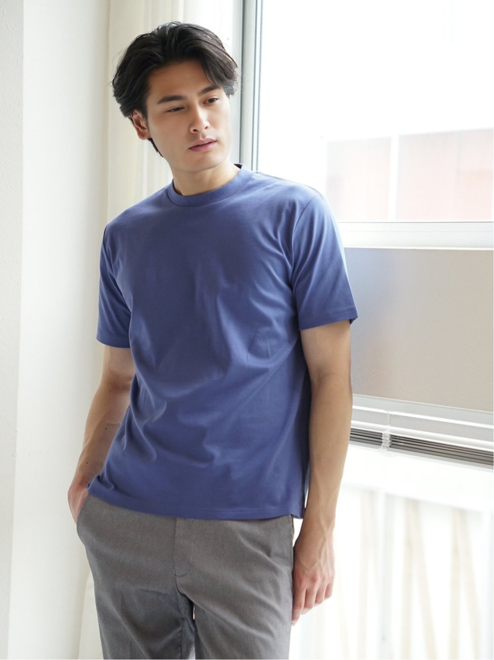 【DRESS T-SHIRT】綿ストレッチ クルーネック半袖Tシャツ