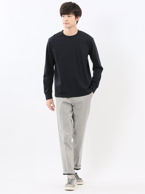 【DRESS T-SHIRT】シルケットスムス スロープネック 長袖Tシャツ