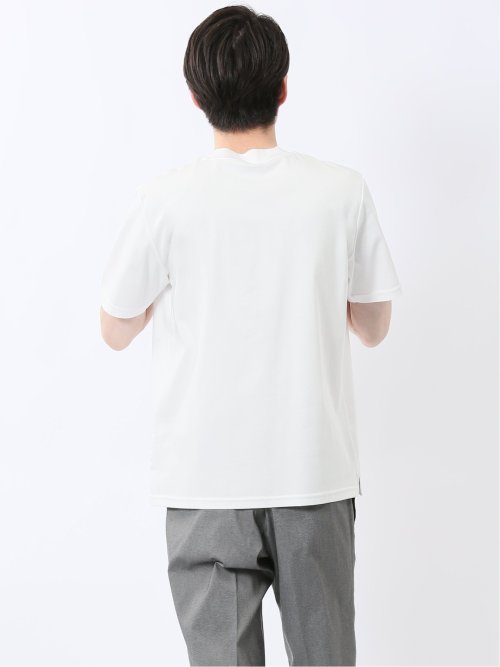 【DRESS T-SHIRT】綿ストレッチ スロープネック半袖Tシャツ