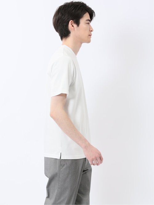 【DRESS T-SHIRT】綿ストレッチ スロープネック半袖Tシャツ